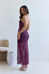 For The Lovers schulterfreies Spitzen-Maxikleid Pflaume