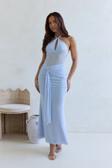Taste Of Luxe Neckholder-Mesh-Maxikleid Blau