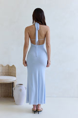 Taste Of Luxe Neckholder-Mesh-Maxikleid Blau