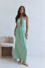 Grünes Maxikleid „From The Heart Halter“