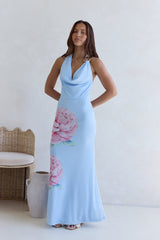 Truth Be Told Neckholder-Maxikleid aus Mesh Blau