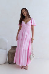 Schmetterlingsflügel-Maxikleid Rosa