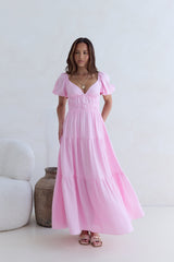 Schmetterlingsflügel-Maxikleid Rosa