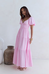 Schmetterlingsflügel-Maxikleid Rosa