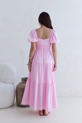 Schmetterlingsflügel Maxikleid Rosa