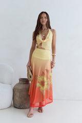 Sunrise Stars Mesh Maxirock Gelb