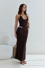 Whispers In The Dark Neckholder Maxikleid aus Mesh Braun