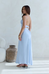 Love And Desire Satin-Maxikleid Blau