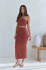 Secret Kisses Neckholder Strick-Croptop Clay