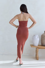 Secret Kisses Neckholder Strick-Croptop Clay