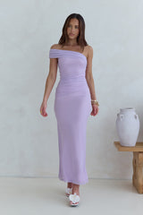 Dahlia One-Shoulder-Maxikleid aus Mesh, Flieder