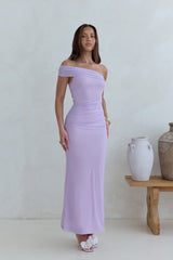Dahlia One-Shoulder-Maxikleid aus Mesh, Flieder
