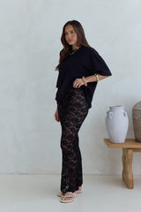 Date In Soho Transparenter Spitzen-Maxirock Schwarz