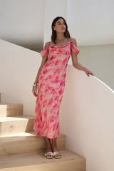 Aurora Skies Off-Shoulder Maxikleid Pink