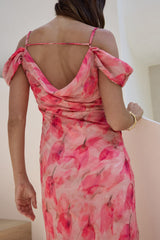 Aurora Skies Off-Shoulder Maxikleid Pink