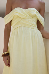 Hidden Treasures schulterfreies Maxikleid Gelb