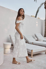 Tropisches Gezeiten Maxikleid Weiß