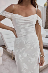Tropisches Gezeiten Maxikleid Weiß