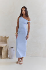 Walking On Air schulterfreies Maxikleid Blau