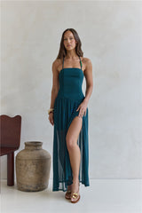 Feel The Light Neckholder Mesh Maxikleid Petrol