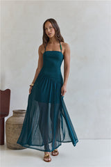 Feel The Light Neckholder Mesh Maxikleid Petrol