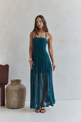 Feel The Light Neckholder Mesh Maxikleid Petrol