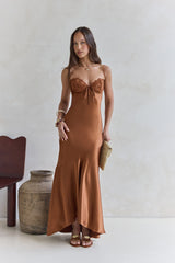 Satin-Maxikleid „Eyes Of Night“ Kupfer