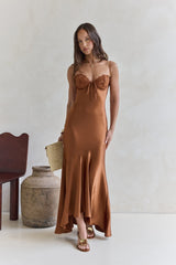 Satin-Maxikleid „Eyes Of Night“ Kupfer