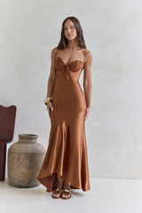 Satin-Maxikleid „Eyes Of Night“ Kupfer