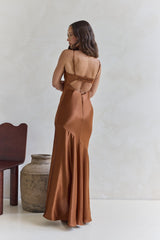 Satin-Maxikleid „Eyes Of Night“ Kupfer
