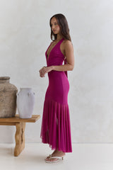 No Reason Mesh Neckholder Maxikleid Pflaume