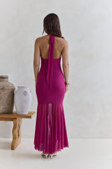 No Reason Mesh Neckholder Maxikleid Pflaume