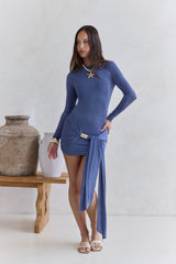 Portrait Of You Langärmeliges Minikleid Blau