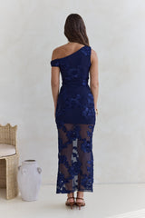 Scenic Dreams Mesh Off-Shoulder Maxikleid Navy