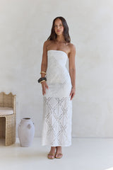 Ocean Air Oasis Trägerloses Maxikleid Weiß
