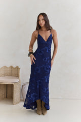 Love For You Mesh-Maxikleid Marineblau