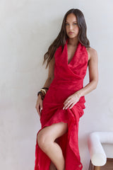 More And More Neckholder Maxikleid Rot
