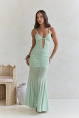 Next To You Mesh Maxi Dress Salbeigrün