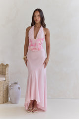 Cross The Seas Neckholder Maxikleid Pink