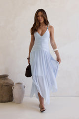 Call Me Later Mesh Maxikleid Blau
