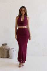 She's The Flame Neckholder-Croptop Weinrot