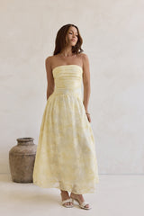 Trägerloses Maxikleid „Cloud Kissed Paths“ Gelb