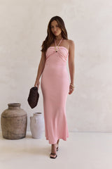Karmic Blessing Trägerloses Neckholder-Maxikleid Rosa