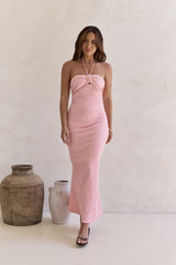 Karmic Blessing Trägerloses Neckholder-Maxikleid Rosa