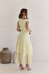 Whispered Secrets Mesh Langarm Maxikleid Gelb
