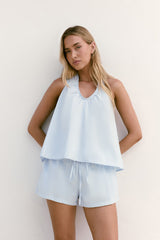 Evelyn Halter Top Blau