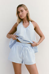 Evelyn Halter Top Blau