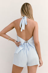 Evelyn Halterneck-Top Blau