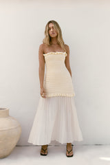 Liebes Valentine trägerloses Maxikleid Creme