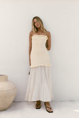 Liebes Valentine trägerloses Maxikleid Creme